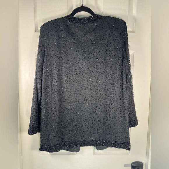Stenay Petite Large 100% Silk Fully Beaded Evening Jacket Black - Picture 8 of 11